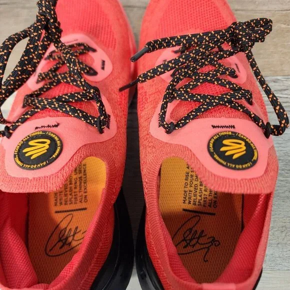 Under Armour Curry Flow Go Running Shoes Coral Red Black 3023814-604 Siz… - Picture 3 of 13